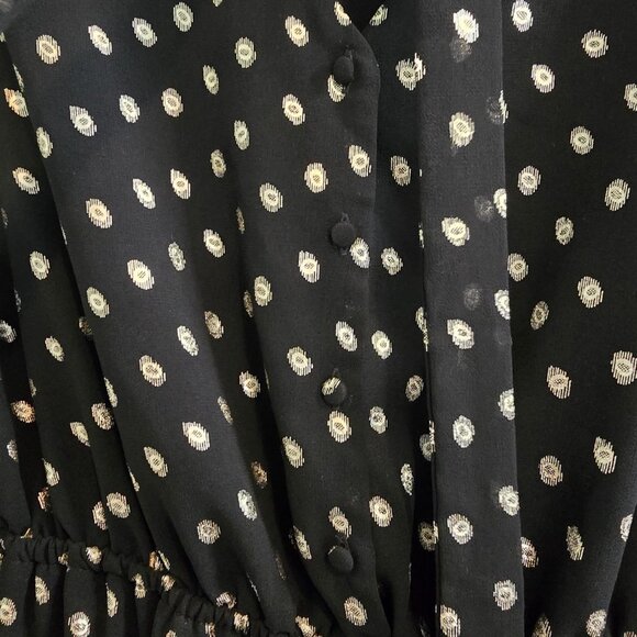 Nanette Lepore Long Sleeve Dress - Black with Gold Dots - Picture 8 of 10